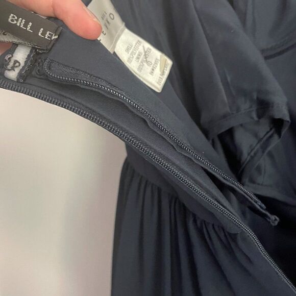 Will Levkoff Long Navy Blue Chiffon Strapless Gown 10 - Picture 9 of 10